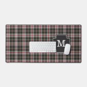 Designer Tartan Kariert Tan White Black Monogram Schreibtischunterlage (Tastatur & Maus)
