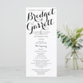 Designer Text Black and White Wedding Program Programm (Stehend Vorderseite)