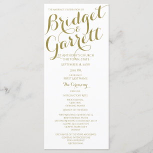 Designer Text Gold und White Wedding Programm