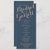 Designer Text Navy Blue Wedding Programm (Vorne/Hinten)