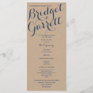 Designer Text Wedding Program Kraft Look Programm