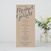 Designer Text Wedding Program Kraft Look Programm (Stehend Vorderseite)