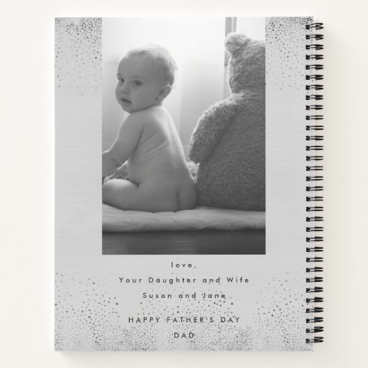 Designer von Script Father's Day Gray Modern Diary Notizblock (Rückseite)
