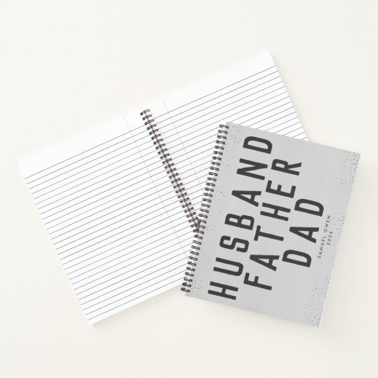 Designer von Script Father's Day Gray Modern Diary Notizblock (Innenseite)