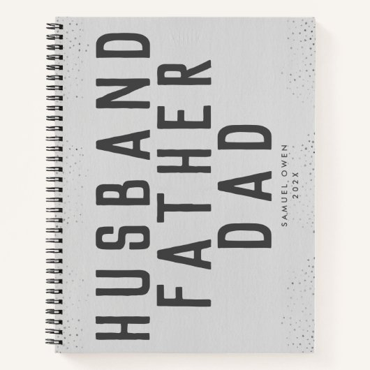 Designer von Script Father's Day Gray Modern Diary Notizblock (Vorderseite)