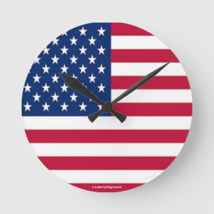 DESIGNER WALL CLOCKS - AMERIKANISCHE FLAGGE-STIL-G RUNDE WANDUHR