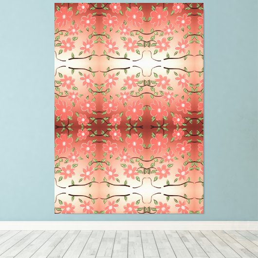 Designer-Wandkunst mit dunklem Schwarz und Pfirsic Leinwanddruck (Insitu (Holzboden))