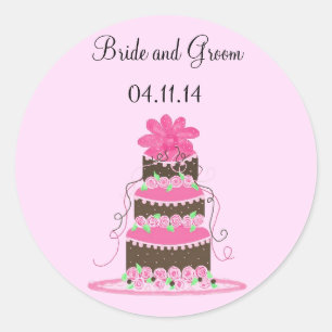 Designer Wedding Cake Save the Date Runder Aufkleber