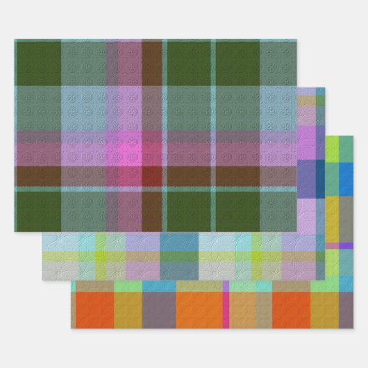 Designer Wrapping Paper Flat Sheet Set of 3 Geschenkpapier Set (Set)