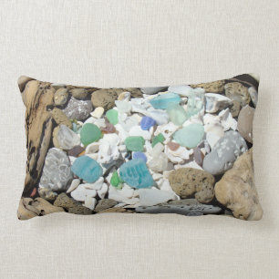 Designer-Wurfkissen mit Meeresmuscheln vom Strand Lendenkissen