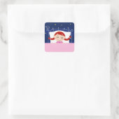 Designerausgabe mit niedlichem Schlafmädchen Quadratischer Aufkleber (Tasche)