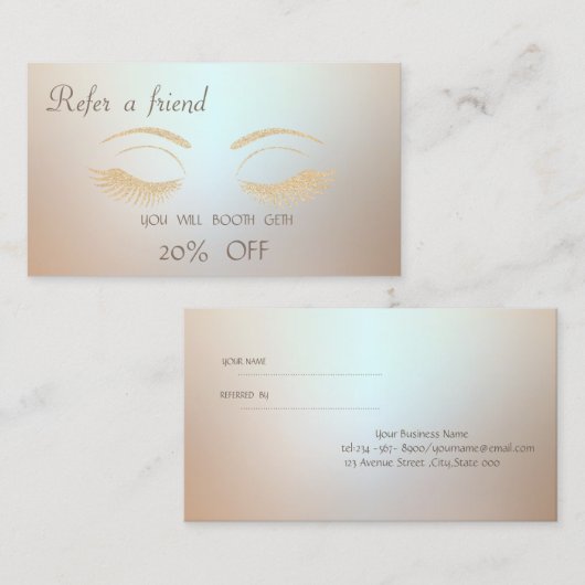 Designerchic,stilvoll,Glitzer Lashes Empfehlungskarte (Vorne/Hinten)