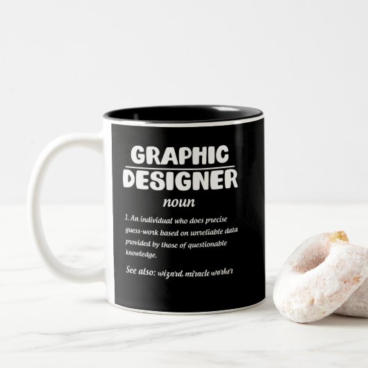 Designerdefinition Funny Job Bedeutung Zweifarbige Tasse (Mit Donut)