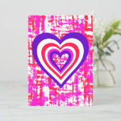 Designerfarben, Hintergrund & Herz Einladung (Stehend Vorderseite)