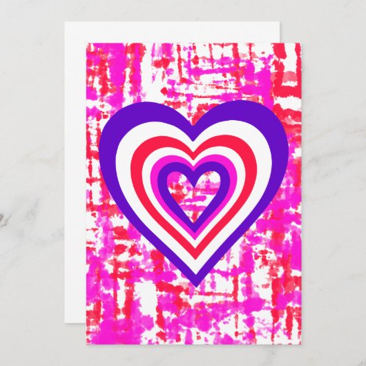 Designerfarben, Hintergrund & Herz Einladung (Vorne/Hinten)