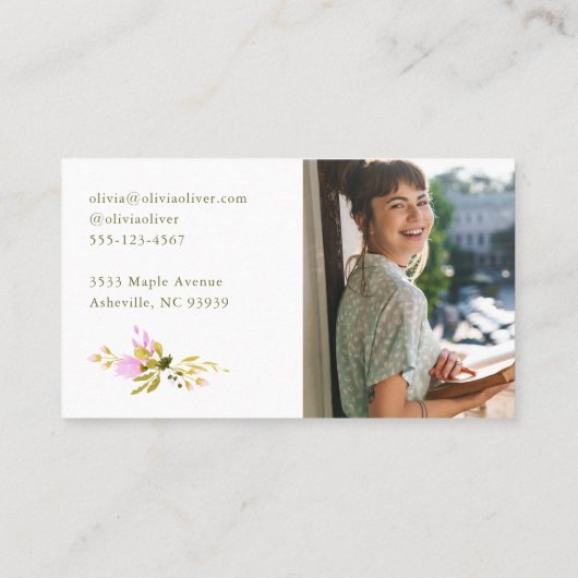 Designerfarbenes Foto in Rosa Visitenkarte (Rückseite)