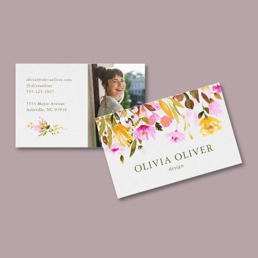 Designerfarbenes Foto in Rosa Visitenkarte