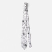 Designergarten Blume Schwarze Konturen Design Krawatte (Vorderseite)