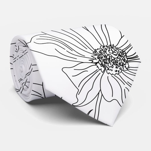 Designergarten Blume Schwarze Konturen Design Krawatte (Gerollt)