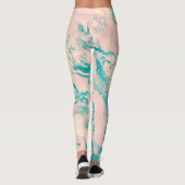 Designerische Leggings aus rosa und blauem Marmor (Rückseite)