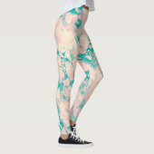 Designerische Leggings aus rosa und blauem Marmor (Rechts)
