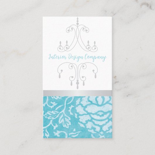 Designerkarte für Kronleuchter florales Interieur Visitenkarte (Vorderseite)