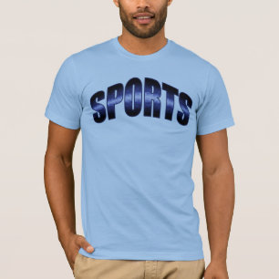 Designerschrift Sports Blau  Jalousiemuster T-Shirt