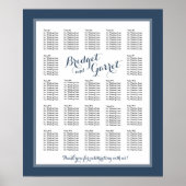 Designertext Navy Blue Wedding Chart Poster (Vorne)