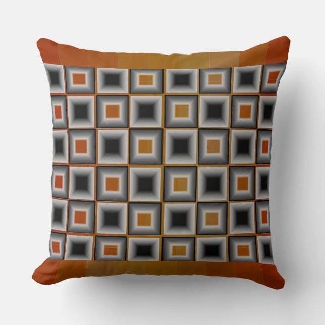 Designerwildness-Herbst-orange schwarzes graues Kissen (Vorderseite)