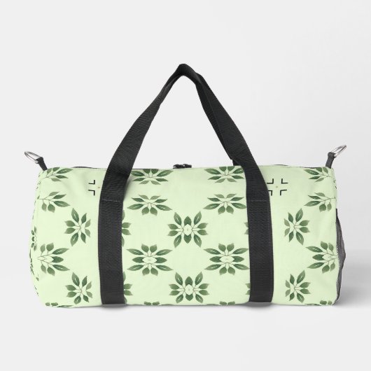 Designgrün auf grünen Blätter Muster Duffle Bag (Vorderseite)