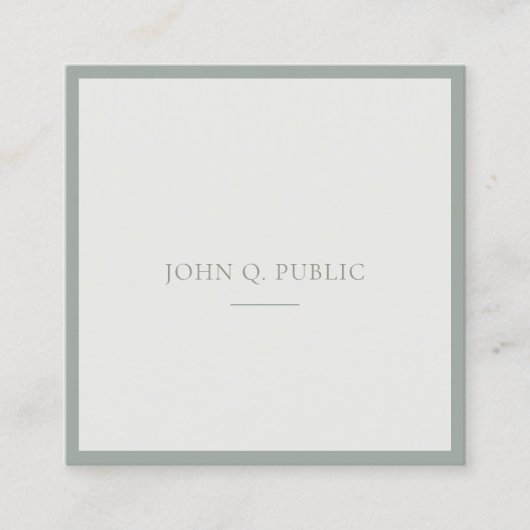 Designgrüne Vorlage für Berufliche saubere Gestalt Quadratische Visitenkarte (Vorderseite)