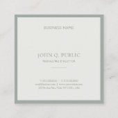 Designgrüne Vorlage für Berufliche saubere Gestalt Quadratische Visitenkarte (Rückseite)