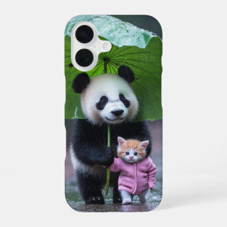 Designkatze und Panda iPhone 16 Hülle