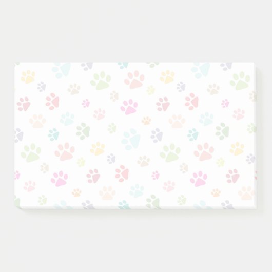 Designnotizen für farbige Paw-Drucke Post-it Klebezettel (Vorderseite)