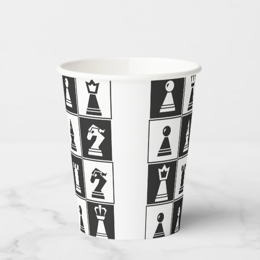 Designpapier-Cup für Schachfiguren Pappbecher (Links)