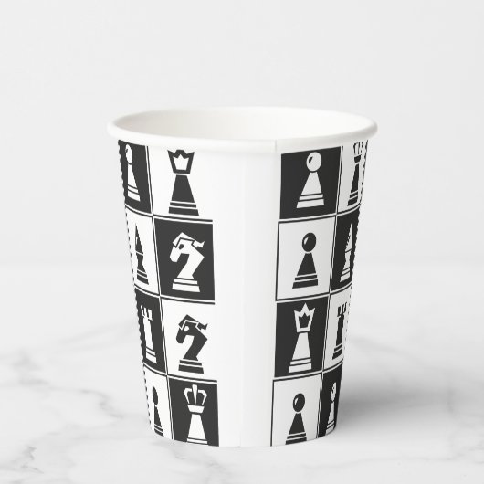 Designpapier-Cup für Schachfiguren Pappbecher (Rechts)