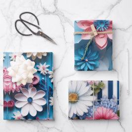 Designpapier für elegante Blume Geschenkpapier Set