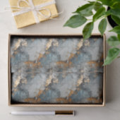 Designpapier für Shabby Dusty Blue und Gold-Muster Seidenpapier (Geschenk)