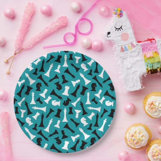 Designpapierplatte für Schachfiguren Pappteller (Party)