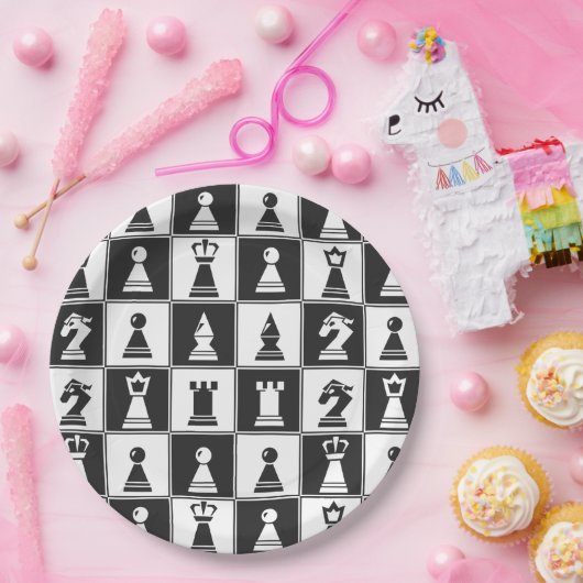 Designpapierplatte für Schachfiguren Pappteller (Party)