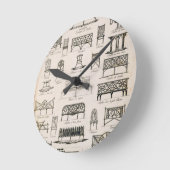 Designs für Gartensitze, von 'A Compendium von Dr. Runde Wanduhr (Winkel)