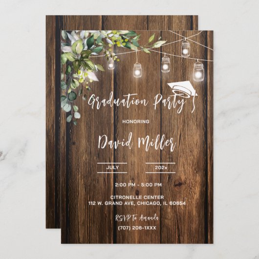 Designs für personalisierte rustikale Abschluss Einladung (Vorne/Hinten)