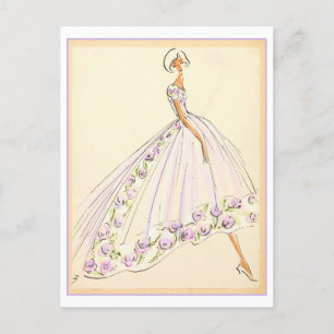 Designskizze für Flower Dress Fashion Postkarte
