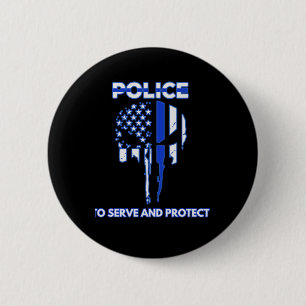 Designtribut der Polizei an der blauen Linie Button