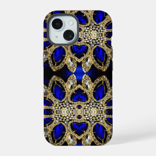 designvoll türkisfarbenes Gold silberblau iPhone 15 Hülle