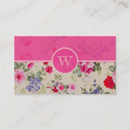 Designvorlage für Rosa und Blau Blumen Visitenkarte (Vorderseite)