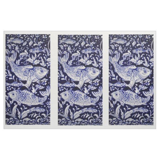 Designwerkstoffe für blaue und weiße Koi-Teiche Stoff (Yard (91,4 cm))