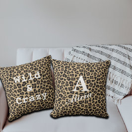 Designy Leopard Print Custom Monogram & Name Kissen