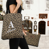 Designy Leopard Print Custom Monogram & Name Tasche