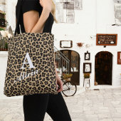 Designy Leopard Print Custom Monogram & Name Tasche